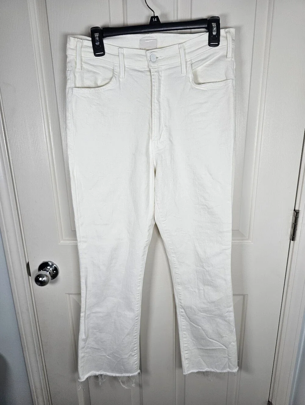 Mother The Hustler Ankle Fraw White Jeans Size 32 - Picture 2 of 7